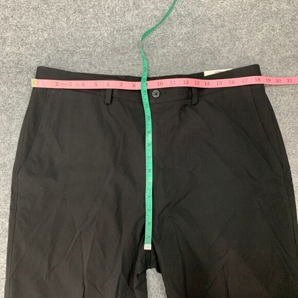 Apt. 9 Dress Pant Mens 36 Black Flat Front High Rise Rayon Blend Stretch Travel - Picture 7 of 16